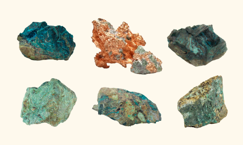 Various types of copper nuggets
